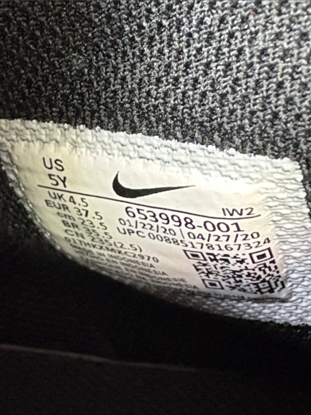 Nike Air Force 1 High GS Triple Black Sneakers 653998-001 Size 5Y
